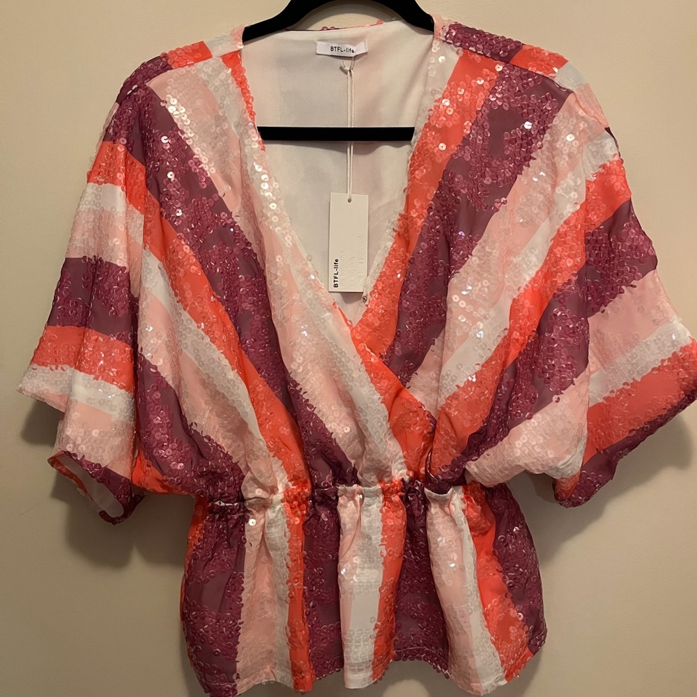 BTFL-life Stripe Dolman Sleeve Top